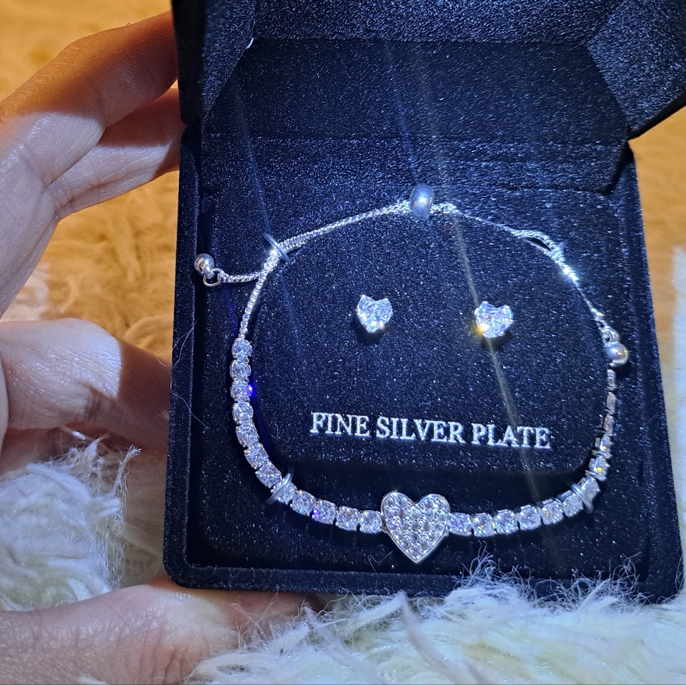 Kohl's Fine Silver Plate Heart Bracelet Set